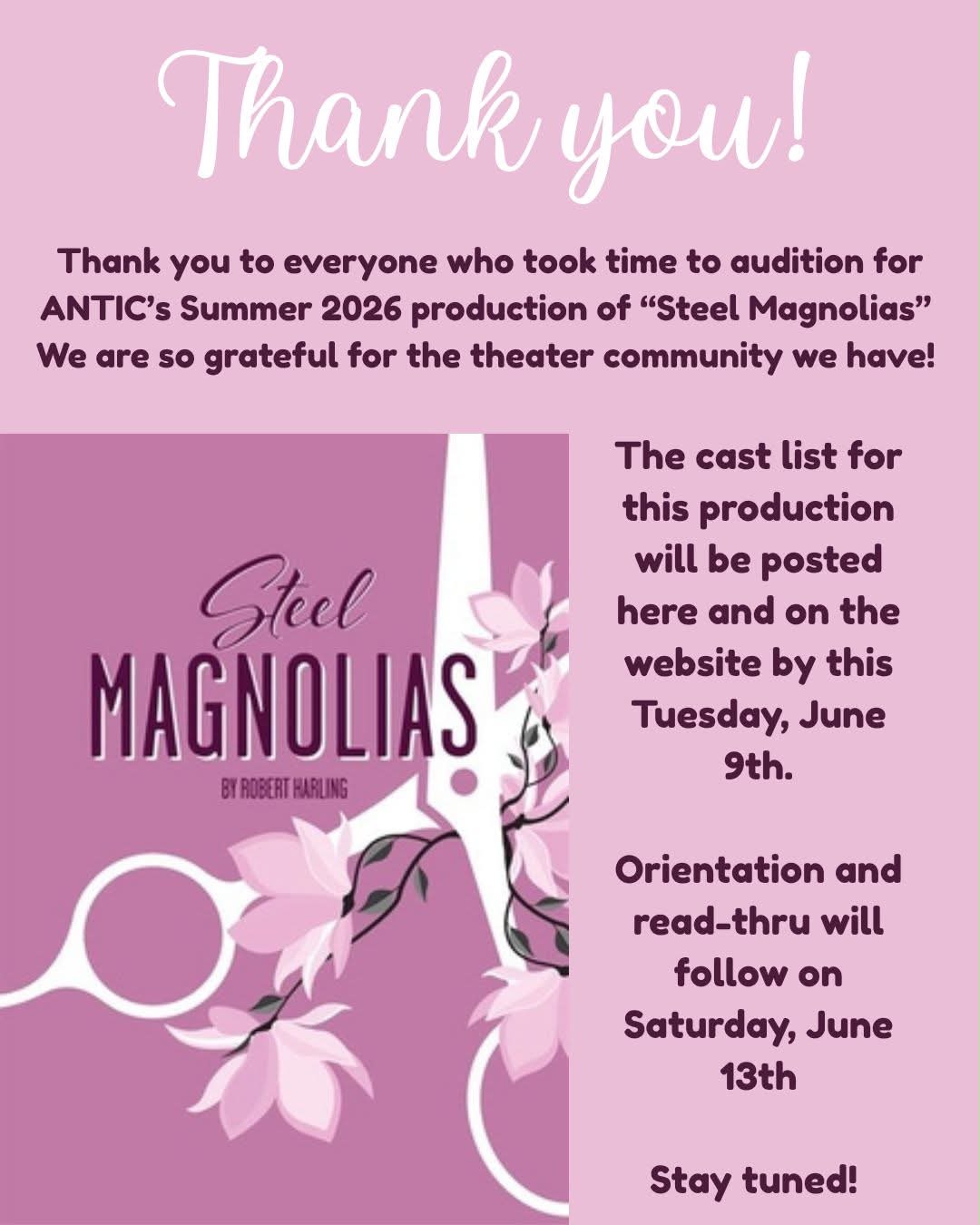 Thank you for auditioning!